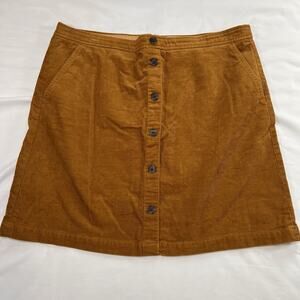 J Crew Corduroy Mini Skirt Size 16 Camel Golden Brown Button Front Lined Preppy